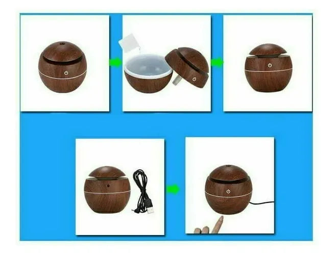 Humidificador Ultrasónico Qatar Shop 130mL Luz Nocturna Aromático Marrón Oscuro