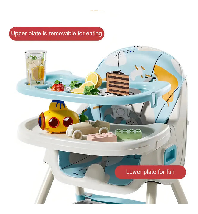 Silla De Comer Para Bebé 2 En 1 Mecedora Color Azul Niños