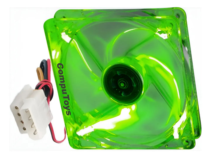 Zfan12g Ventilador Acrilico 4 Led Verde 12x12 Cms Computoys
