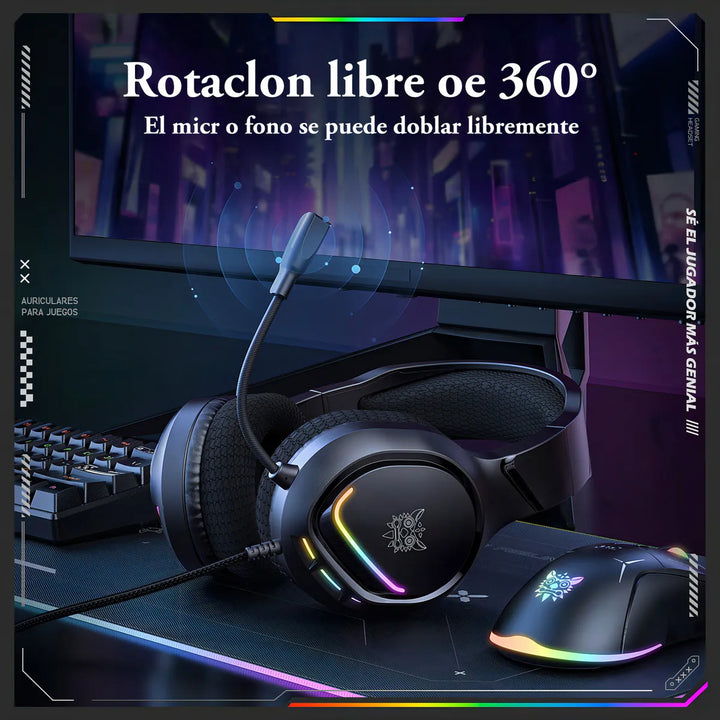 Auriculares profesionales para jugadores Onikuma X31 Rgb negros