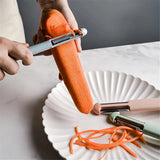 Cuchillo Pelador 3 En 1 Multifuncional Acero Inoxidable Color Plateado