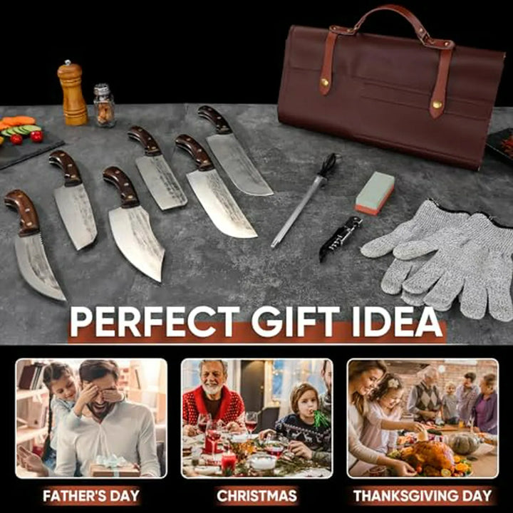 Set De Cuchillos De Carnicero Japonés De Alta Calidad Con Bo