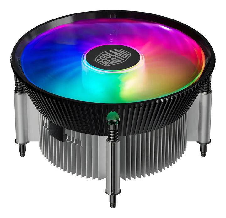 Enfriador De Aire Cooler Master I70c Lga1700 Argb Intel De Bajo Perfil Para Cpu, Aletas De Aluminio Negro Anodizado, Base De Inserción De Cobre, Soporte De Cpu Tdp De 95 W, Ventilador Argb De 3 Pines