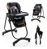 Silla Alta Plegable Ajustable Con Ruedas Para Bebés Negro