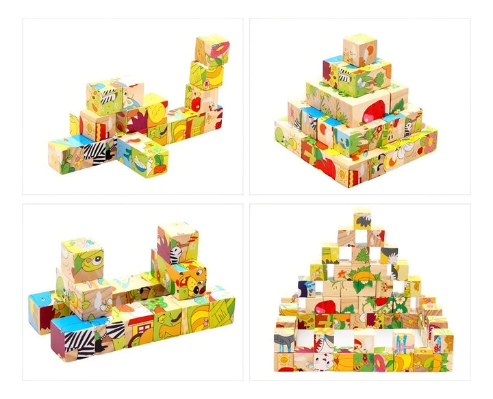 Rompecabezas Madera 6 En 1 Juguete Cubo Didáctico De 16 Pcs