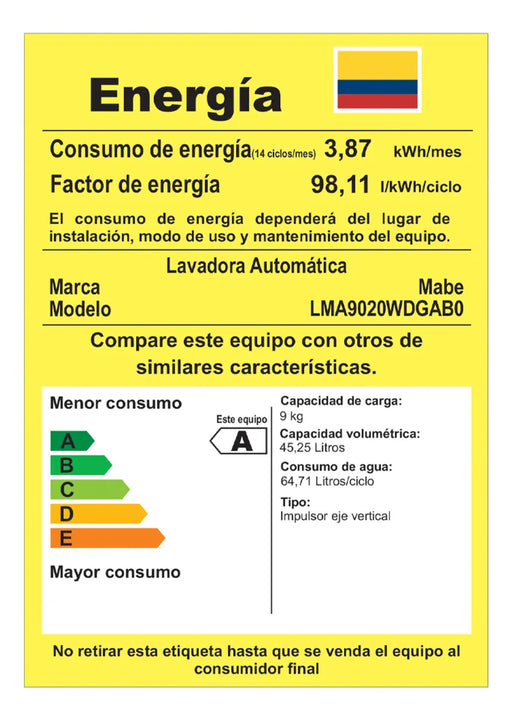 Lavadora Automática Mabe Propela Carga Superior 9 Kg (20 Lb) Gris Oscuro