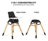 Silla Alta Compacta De Madera Negra Portátil Con Bandeja Aju