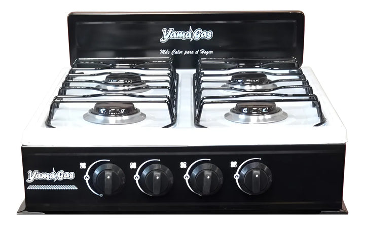 Estufa De Mesa Jemagas 4 Puestos Acero Quemador Aluminio Negro