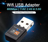 Adaptador Wifi Usb 5g Tarjeta Red Pc Ac 600 Doble Banda
