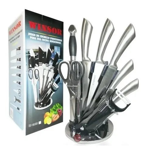 Set Juego Cuchillos 9 Piezas Winsor Acero Inoxidable