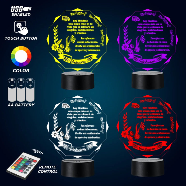 Lámpara De Noche Regalo Felicitaciones Grado Decoración Negro