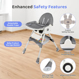 Silla Alta Plegable 6 En 1 Para Bebé Con Ruedas Ajustable