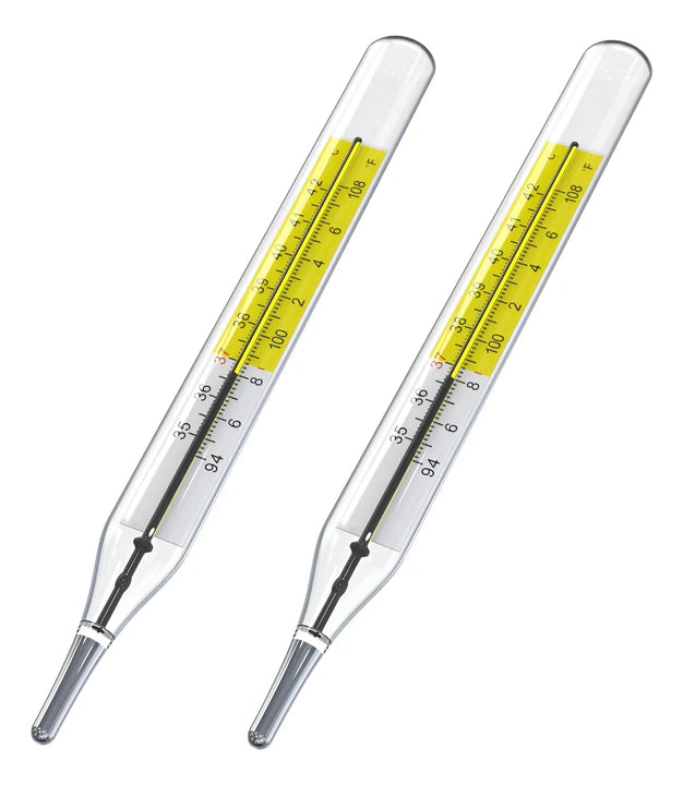 Termómetro De Vidrio Sin Mercurio Doble Escala 2 Unidades