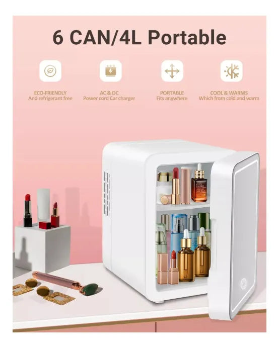 Nevera Para El Cuidado De La Piel Con Espejo Led Nv-4l Aleatorio