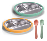 Plato Antideslizante De Acero Inoxidable Para Niños 2 Unidad