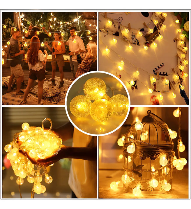 Guirnalda 50 Luces Exterior Usb Con Panel Solar + Control Color de las luces Cálida