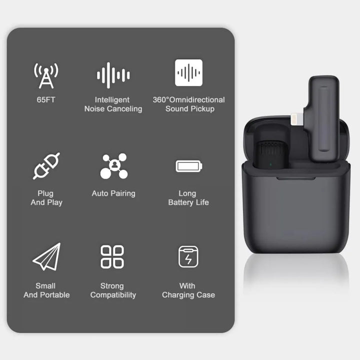 Microfono Lavalier Inalambrico Lightning Con Estuche Carga