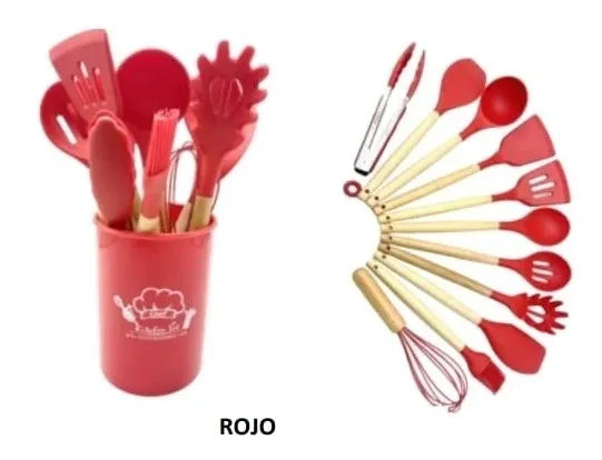 Set De 12 Utensilios De Cocina Silicona Resistentes Al Calor