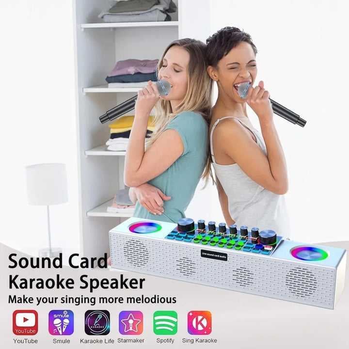 Altavoz Inalámbrico Karaoke Con Tarjeta De Sonido Microfono Negro
