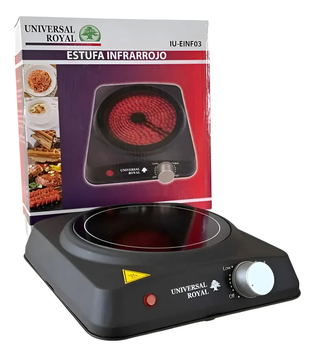 Estufa Eléctrica Infrarrojo Universal Royal 1 Quemador Negro