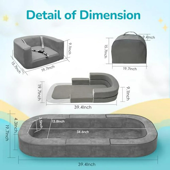 Cuna De Viaje Y Sofá Premium 4 En 1 Para Bebé, Gris