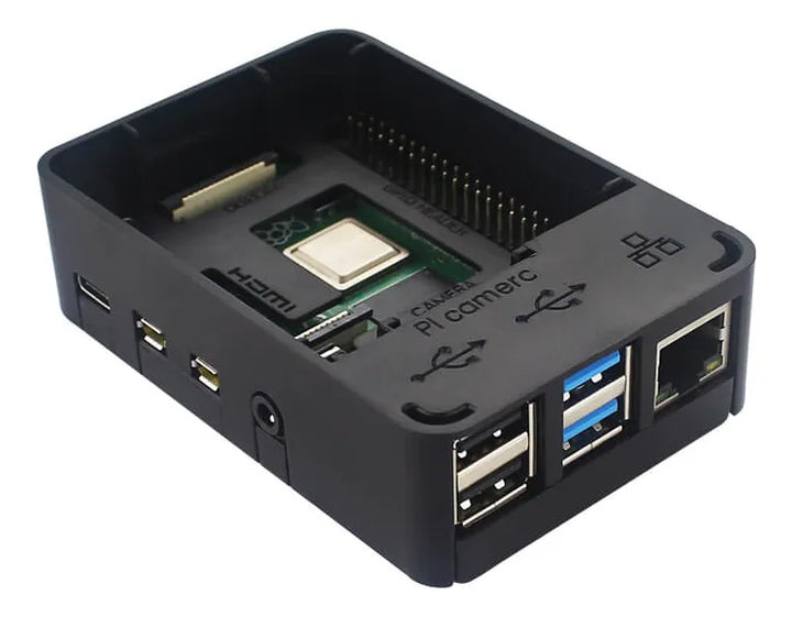 Caja O Case Para Raspberry Pi 4 B Negro Con Ventilador