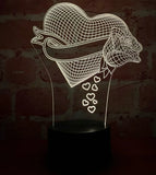 Lámpara Led Corazón Con Rosa Regalo Aniversario Decoración Negra
