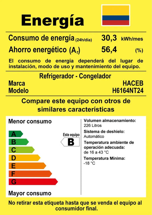 Nevera Haceb No Frost 243 Litros Manija Externa - Negra