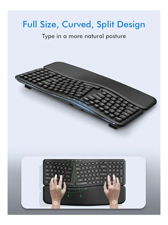 Teclado Inalambrico Ergonomico E-yooso K757 Con Reposamuñeca Negro Inglés