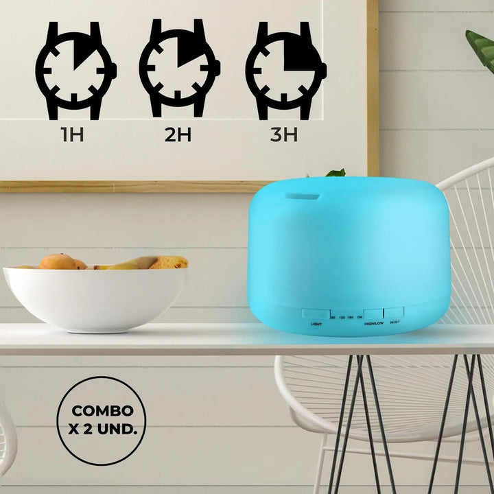 Combo 2: Difusores De Aromaterapia, Humificador Ultrasonico - Blanco