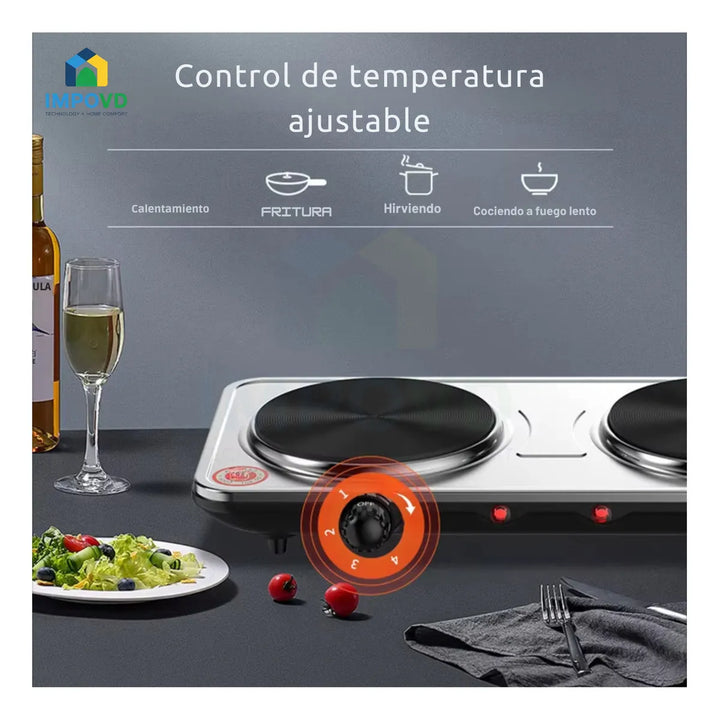 Fogon Estufa Eléctrica Sokany Dos Puestos Perillas Ajuste Temperatura Cocina Rápida Portátil Compacta Bajo Consumo Superficie Fácil Limpieza Potente Electrodoméstico Hogar Cocinas Modernas Eficiente