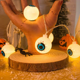 Guirnalda 10 Led Halloween Ojos Blanco Extension 2mt Pilas