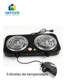 Fogon Estufa Electrica Portatil Blanca 2 Puestos Quemadores Potencia 2000W Cocina Compacta Resistente Hogar Oficina Viajes Camping Practica Rapida Segura Limpieza Sencilla Impovd