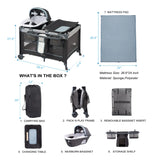 Cuna Plegable 5 En 1 Para Bebé Con Cambiador Y Moisés