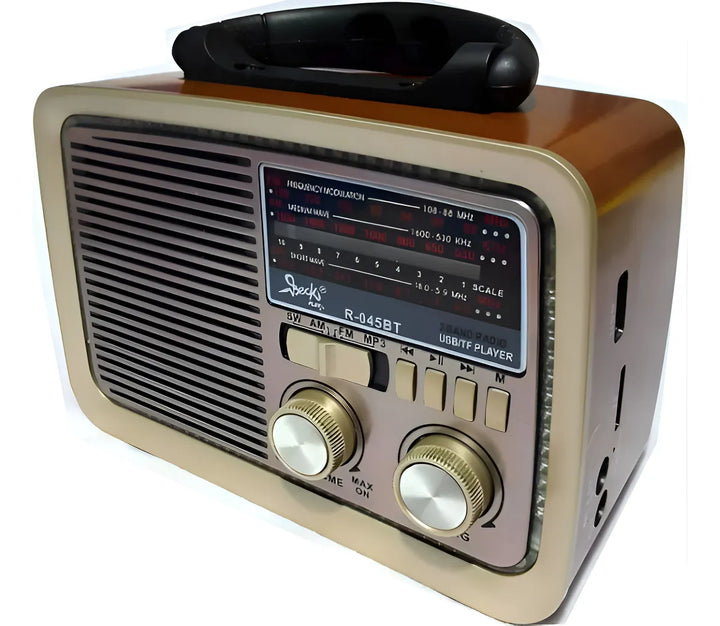 Radio Am Fm Parlante Usb Retro Recargable Bluetooth ¡ Mp3! Caqui