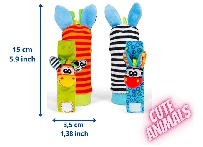 Sonajeros Bebés Manos Y Pies Medias Y Manillas Estimulación Varios Jirafa Y Cebra