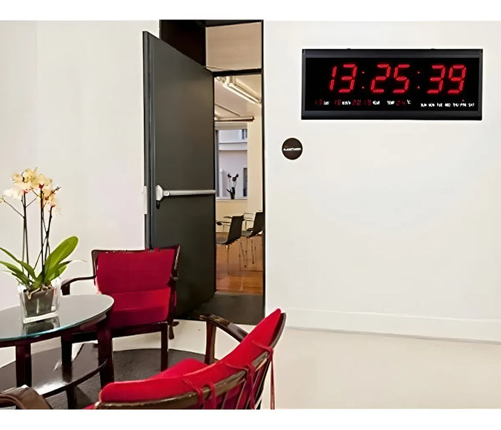 Reloj de pared LED digital grande con temperatura de día, mes y año