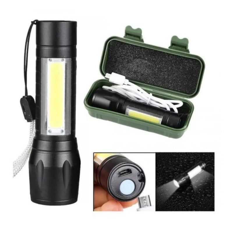 Super Mini Linterna Led Recargable Luz Zoom Largo Alcance