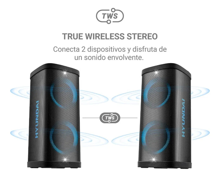 Parlante Recargable Hyundai Bluetooth/fm/usb 150 Watts Negro
