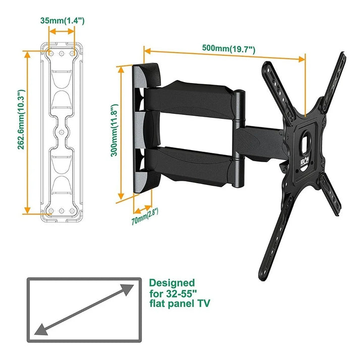 Soporte Tv 32 A 55 Referenci P4 Grande Brazo Largo Giratorio Negro