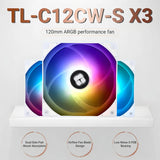 Combo Ventiladores Pc Chasis X3 120 Mm 360 Argb Fan Kit Tr Led Blanco