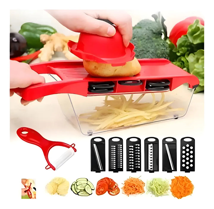 Rallador de mandolina, queso, patatas, verduras, verduras, 6 en 1