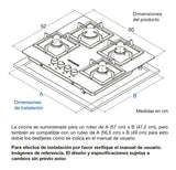 Estufa A Gas 4 Puestos Challenger/ Vidrio Templado Negro