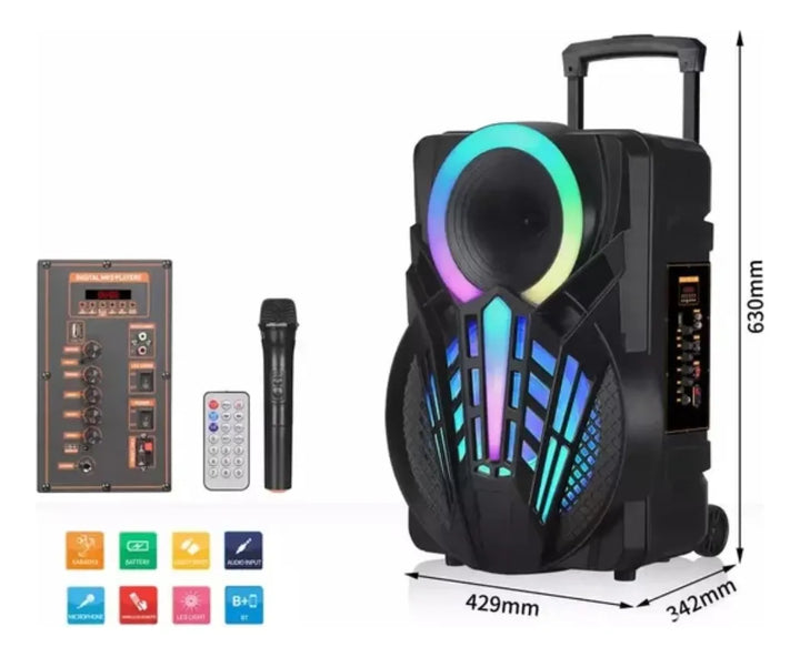 Parlante Altavoz Inalambrico Portatil Bluetooth 15 Pulgadas Negro