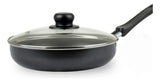 Sarten 24cm Universal Aliada + Tapa Vidrio L39426 Color Negro