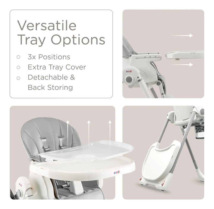 Silla Alta Plegable 3 En 1 Para Bebé Con Bandeja Extraíble