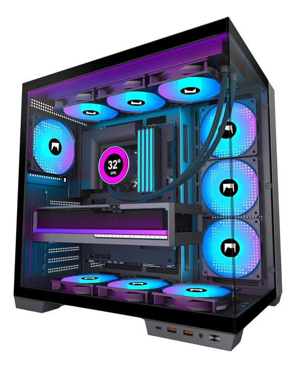 Chasis Atx - Preinstalada Con 7 Ventiladores Pwm Argb Negro