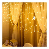 Cortina Navideña 200led 6m Cálida Luz Fija Decoración Amarillo