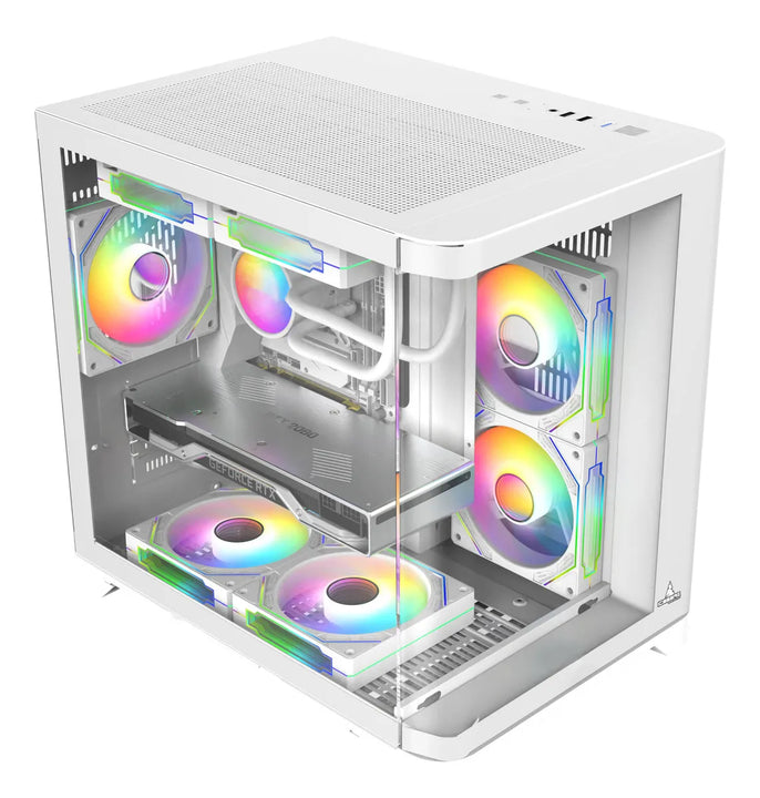 Chasis Gamer Iceberg Wave Blanco M-atx 3 Ventiladores Argb
