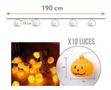 Guirnalda 10 Led Calabazas Extensión Halloween 2mt Pilas Aa